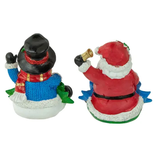 Northlight Santa "Noel" and Snowman "Joy" Glitter Christmas Stocking Holders - 5" - Set of 2 Red {6}