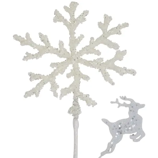 Northlight 28.5" Glittered White Snowflake and Reindeer Christmas Spray {5}