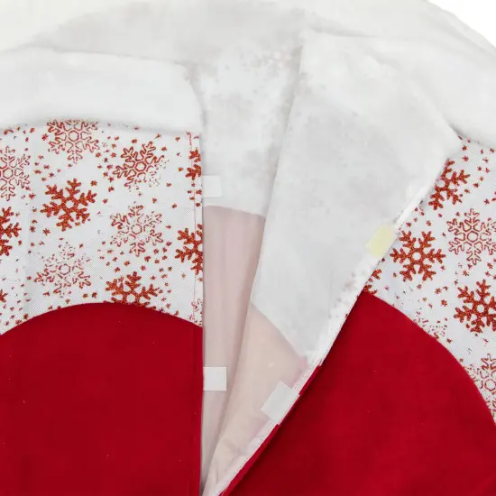Northlight 48" Red and White Glitter Snowflake Scallop Christmas Tree Skirt {5}