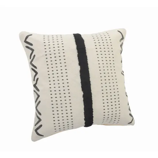 Laddha Home Designs 20" Black and Cream White Striped Square Throw Pillow {5}