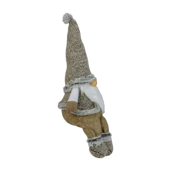 Northlight Sitting Plush Faux Fur Gnome Christmas Figure - 17" - Gray and Beige {4}