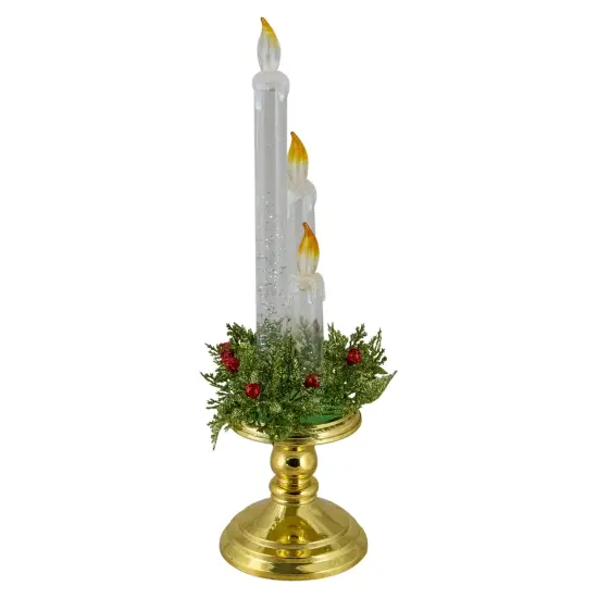 Northlight Lighted Water Candle with Foliage and Berries - 14.5" Gold {5}