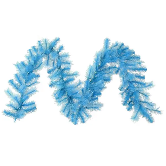 Vickerman Pre-Lit Cashmere Artificial Christmas Garland - 9' x 16" - Blue - Clear Dura Lit Lights {4}