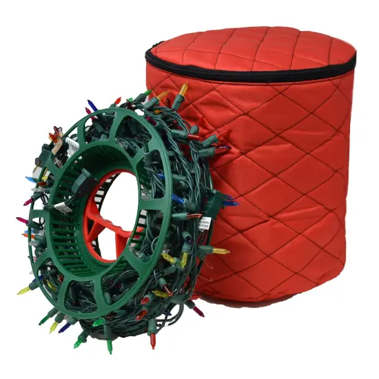 Simple Living Christmas Light Reel Set Quilted Storage Bag - Set of 3 Reels Red {4}