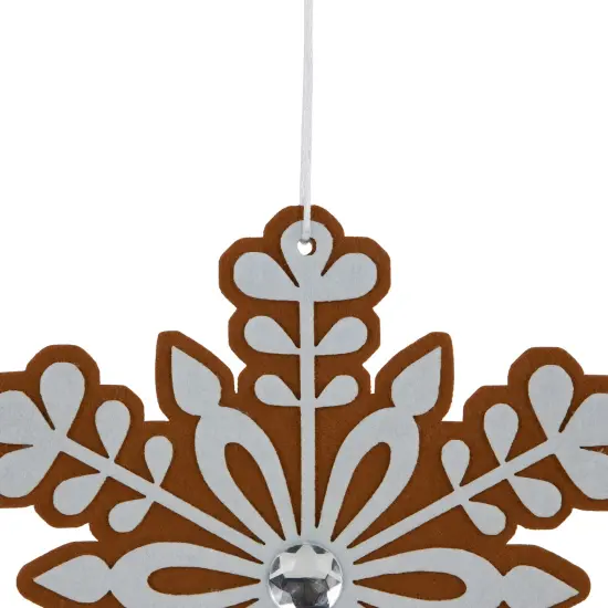 Northlight Gingerbread Snowflake Christmas Ornament with Gem - 10" - Brown and White {4}