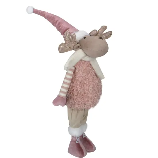 Northlight Standing Boy Moose Christmas Figurine - 26" - Pink and Beige {5}