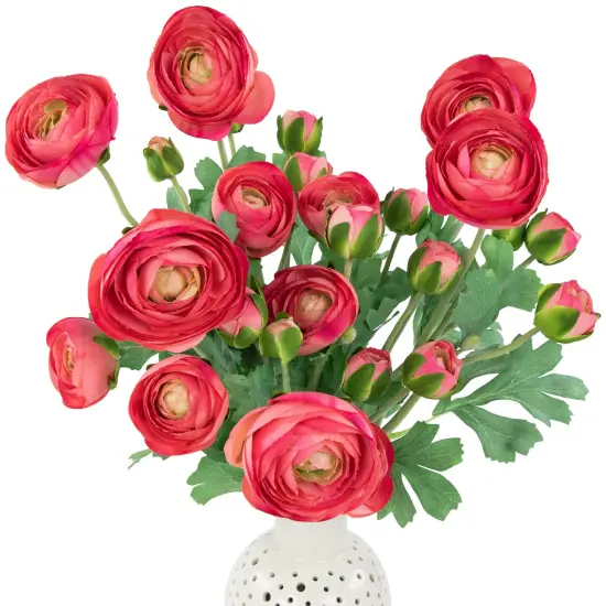 Northlight Real Touch&trade; Coral Pink Ranunculus Artificial Floral Sprays, Set of 6 - 21" {7}