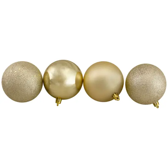 Northlight Shatterproof 4-Finish Christmas Ball Ornaments 3.25" (80mm) - Champagne Gold - 32ct {4}