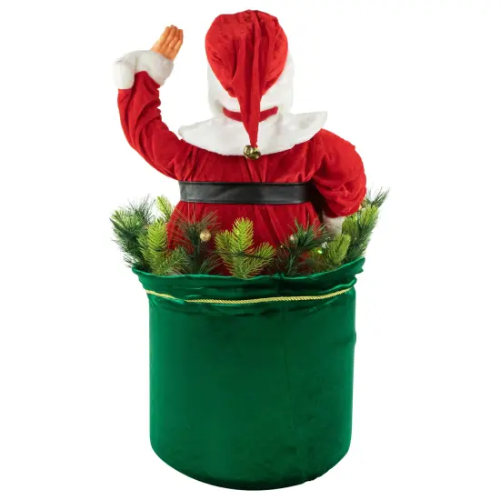 Northlight LED Lighted and Animated Gift Bag with Santa Claus Christmas Figure - 32" Red {5}