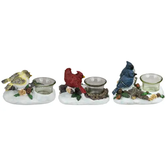 Northlight Christmas Bird Couples Tealight Candle Holders Decoration - 5.75" -Set of 3 White {5}