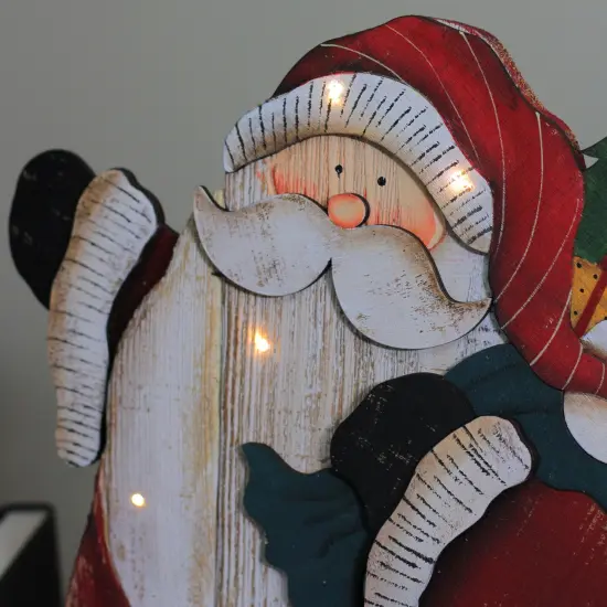 Northlight 19.5" Red and White LED Lighted Santa Claus Christmas Wooden Figure {7}