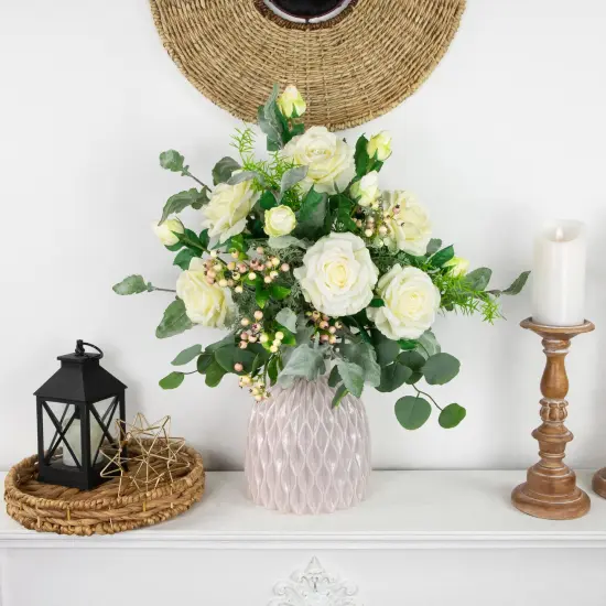 Northlight Real Touch&trade; White Artificial Rose Stems, Set of 6 - 26" {3}