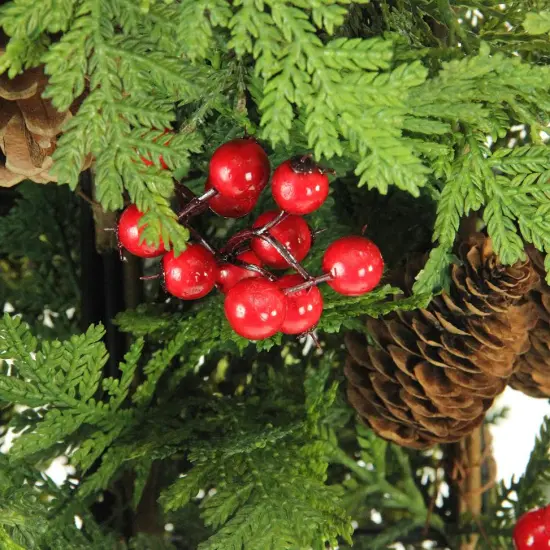 Allstate 5' Slim Mixed Cedar Pine Entryway Artificial Christmas Tree - Unlit Green {4}