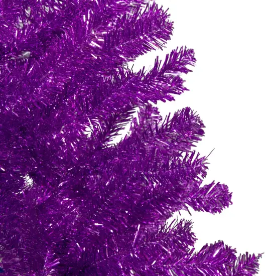 Northlight 4.5' Metallic Purple Tinsel Artificial Christmas Tree -Unlit {5}