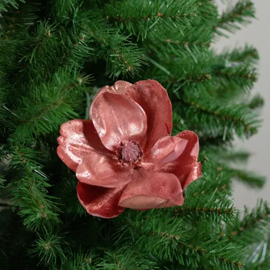 Northlight Artificial Magnolia Flower Christmas Clip Ornament - 7" - Peach Pink {4}