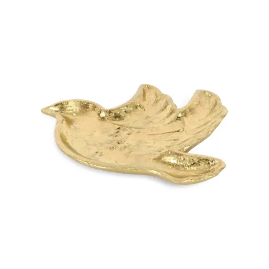 Contemporary Home Living Flying Dove Decorative Tabletop Dish Tray Gold Toned Metal - 7.25" {4}