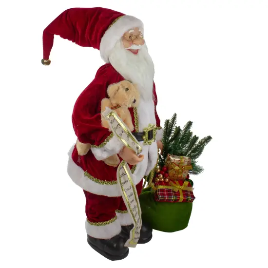 Northlight 2' Standing Santa Christmas Figure with Presents and a Naughty or Nice List Red {5}