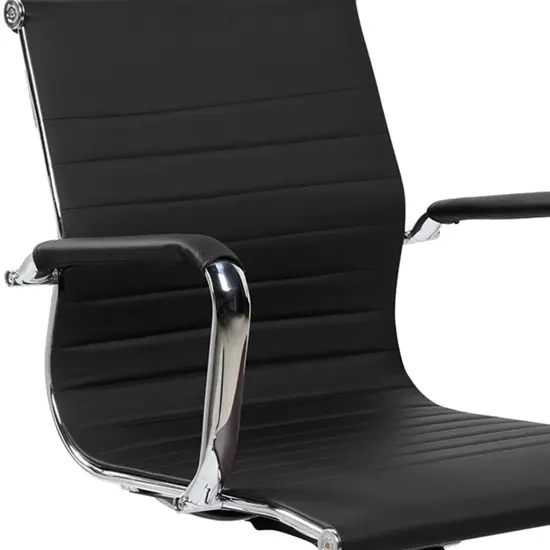 Techni Office Solutions 3' Black and Metallic Silver Modern Medium Back Executive Office Chair {7}