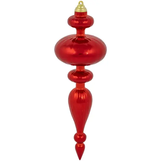 Northlight Commercial Size 2-Finish Christmas Finial Shatterproof Ornaments - Red -12" - 4ct {5}