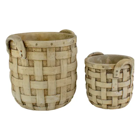 Napa Home & Garden Set of 2 Beige Tobacco Basket Planter Set 9.5" {5}