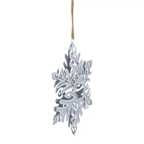 Northlight Metal Star Snowflake Christmas Ornament on Jute Rope - 5.5" - Silver and White {4}