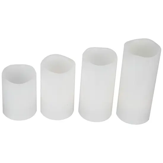 Northlight LED Flameless Flickering Solid Wax Pillar Candles - 7" - White - Set of 4 {5}