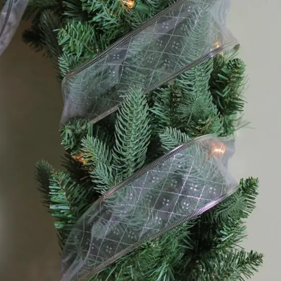 Northlight Shimmering Silver Diamond Christmas Wired Craft Ribbon 2.5" x 10 Yards {4}