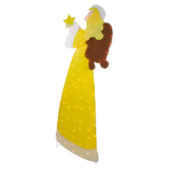 Northlight 72" Lighted 2D Yellow Chenille Angel Outdoor Christmas Decoration {5}