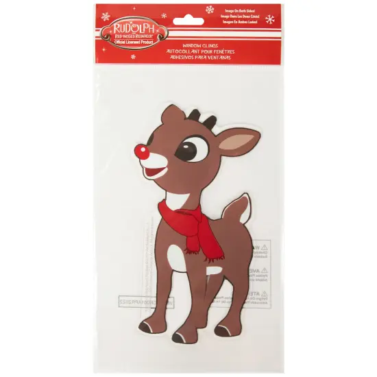 Northlight 8" Rudolph in Red Scarf Double Sided Gel Window Cling Decoration Brown {6}