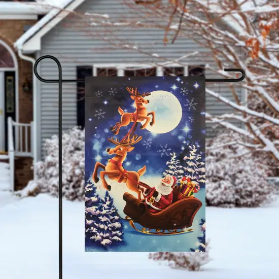 Northlight Sleigh-Riding Santa Christmas Outdoor Garden Flag - 18" x 12.5" Blue {4}