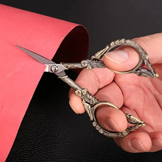 YOUGUOM Embroidery Scissors, Small Sharp Pointed Sewing Scissors for Craft Cross Stitch Needlework Artwork Knitting Thread Yarn Detail Cutting Tools, 4.6in Little Bronze Bird Scissor {3}