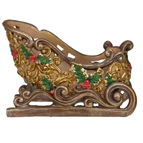 Northlight 8.75" Brown and Gold Sleigh Tabletop Christmas Decoration {4}