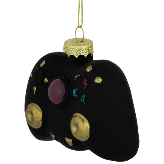 Northlight Game Controller Glass Christmas Hanging Ornament - 4" - Black {4}