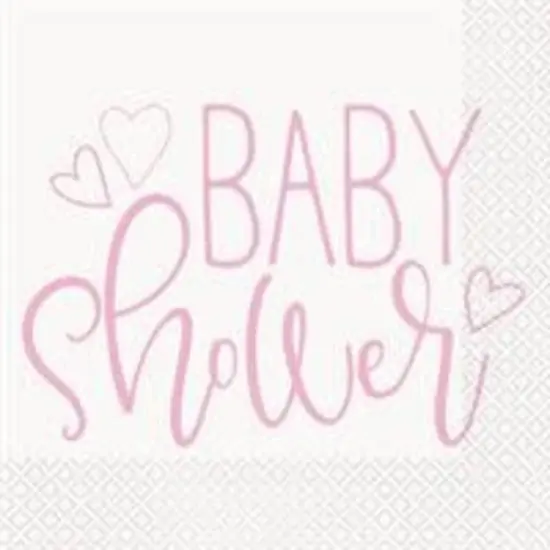 Pink Hearts Baby Shower Luncheon Napkins, 16ct {1}