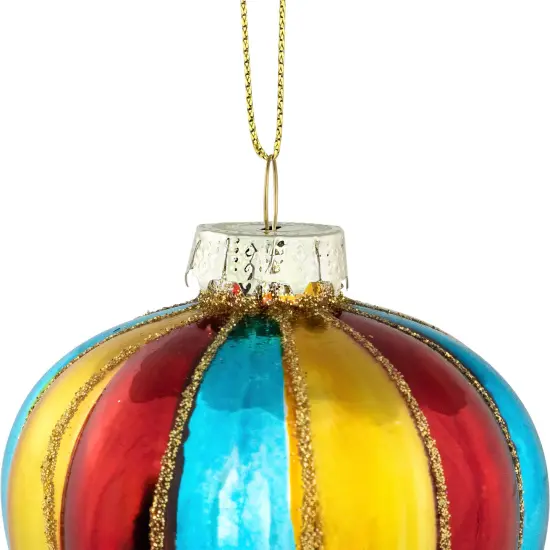 Northlight 3.75" Shiny Multicolor Hot Air Balloon Glass Christmas Hanging Ornament {6}