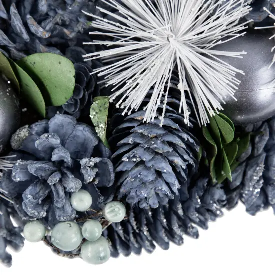 Northlight Pinecones, Ornaments and Pine Needles Christmas Wreath - 10" - Blue - Unlit {4}