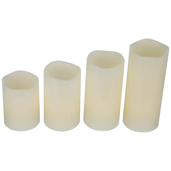 Northlight LED Flameless Flickering Wax Pillar Candles - 7" - Cream - Set of 4 Ivory {5}