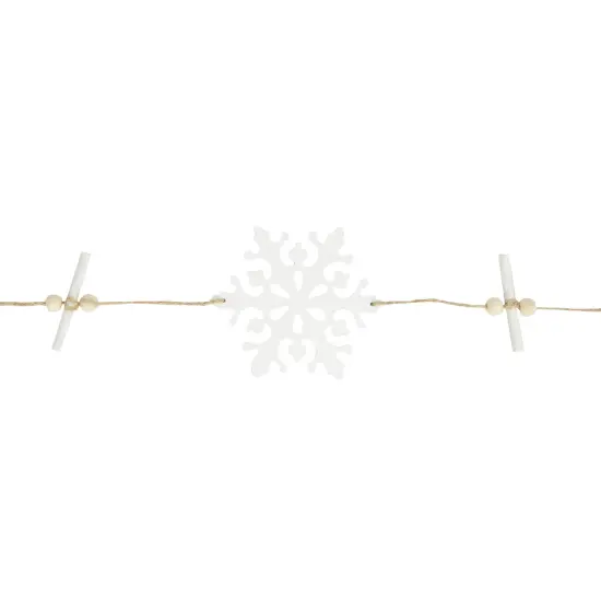 Northlight 4' White Snowflakes on Jute Rope Hanging Christmas Garland {5}