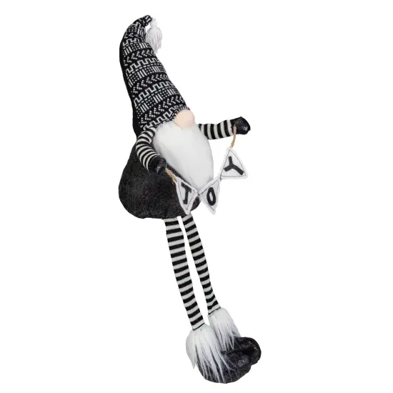 Northlight Dangling Striped Legs "JOY" Gnome Christmas Figure - 30" - Black and White {5}