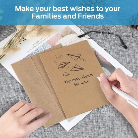 4.25 x 5.5 Cards and Envelopes 100 Pack, Ohuhu Heavyweight Kraft Folded Cardstock Paper and A2 Envelopes for DIY Greeting Card, Wedding, Birthday, Invitations, Thank You Cards & All Occasion {2}