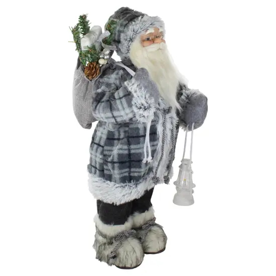 Northlight 2' Standing Santa Christmas Figure Carrying a Lantern Gray {4}