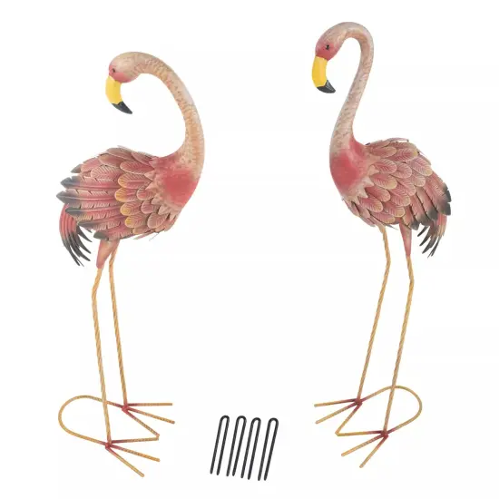 Flamingo Garden Statues Set of 2 Lawn Ornaments Garden D&eacute;cor 31 and 28 Inch {1}