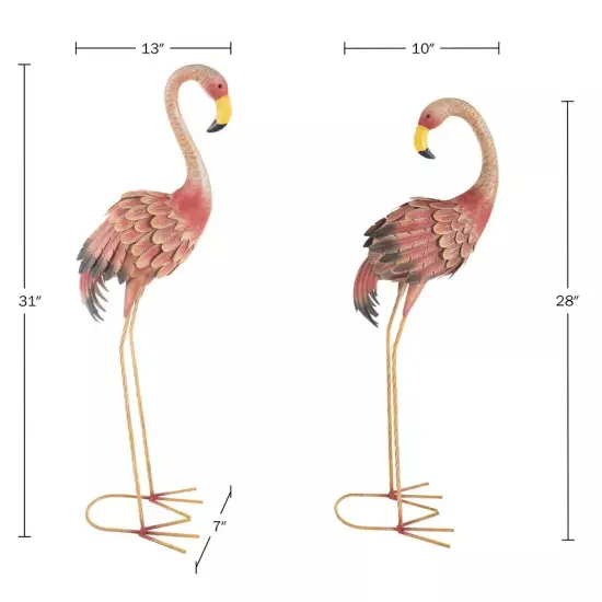 Flamingo Garden Statues Set of 2 Lawn Ornaments Garden D&eacute;cor 31 and 28 Inch {2}