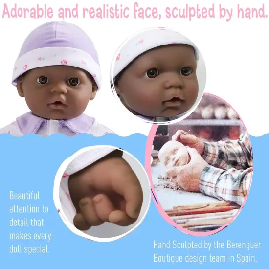 La Baby Soft 11" Baby Doll, Purple with Blanket, African-American {2}