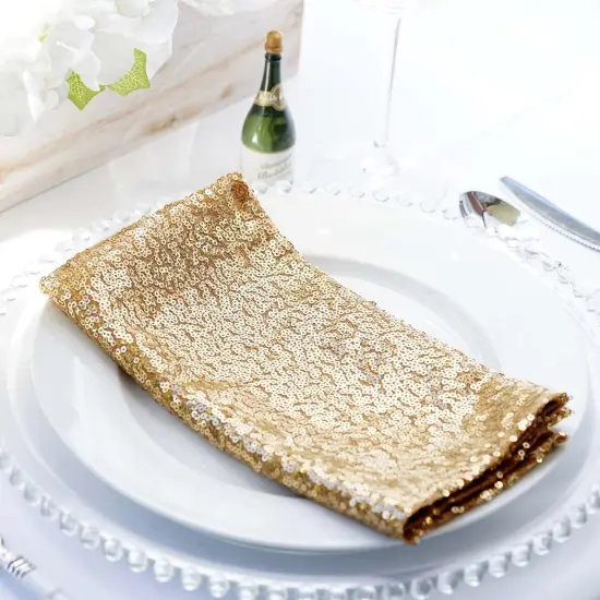 20" Sequined Napkin for Wedding Party Gold {3}