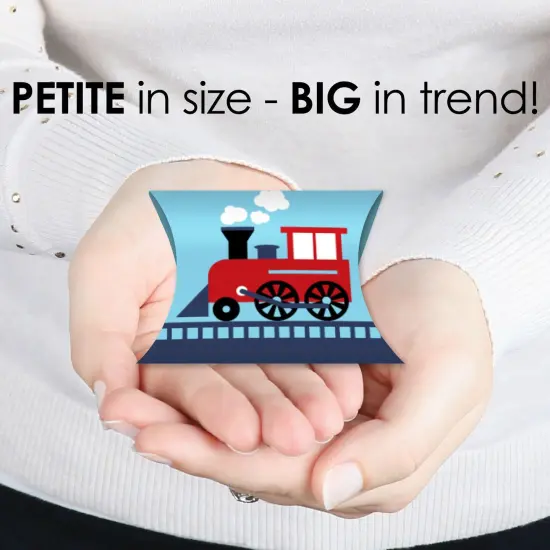 Big Dot of Happiness Railroad Party Crossing - Favor Gift Boxes - Steam Train Birthday Party or Baby Shower Petite Pillow Boxes - Set of 20 {4}