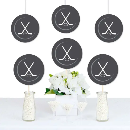 Big Dot of Happiness Shoots and Scores - Hockey - Puck Decorations DIY Baby Shower or Birthday Party Essentials - Set of 20 {1}