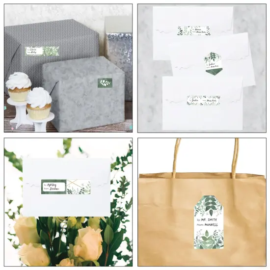 Big Dot of Happiness Boho Botanical - Assorted Greenery Party Gift Tag Labels - To and From Stickers - 12 Sheets - 120 Stickers {7}