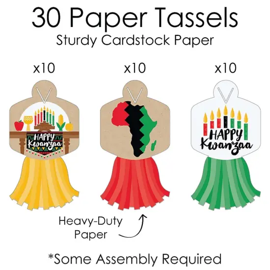 Big Dot of Happiness Happy Kwanzaa - 90 Chain Links and 30 Paper Tassels Decoration Kit - Party Paper Chains Garland - 21 feet {7}