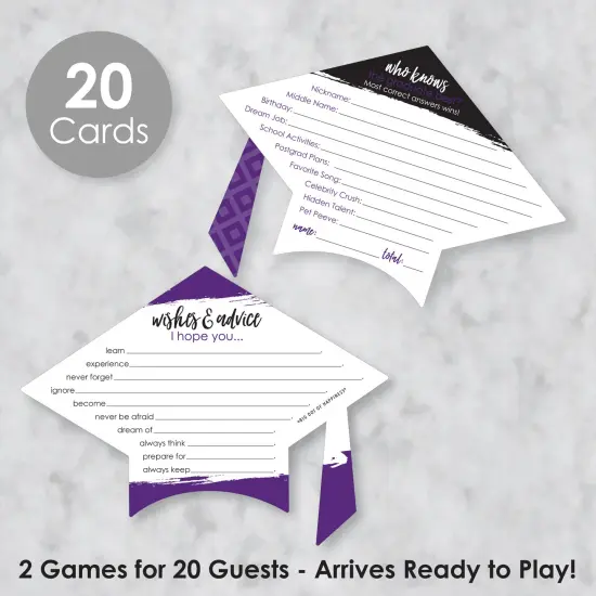 Big Dot of Happiness Purple Grad - Best is Yet to Come - 2-in-1 Purple Graduation Party Cards - Activity Duo Games - Set of 20 {3}